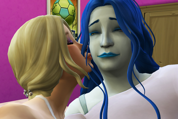 vil sim kissing idia sim on the cheek